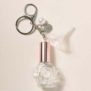 Rose Perfume Bottle Key Chain Bag Charm